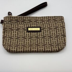 Tommy Hilfiger Tan and Brown Monogram Wristlet